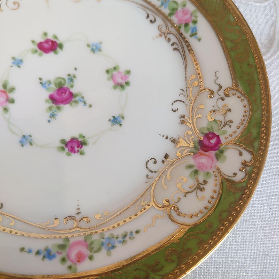 オールドノリタケ　金盛薔薇絵図　カップ&ソーサートリオ　ケーキ皿