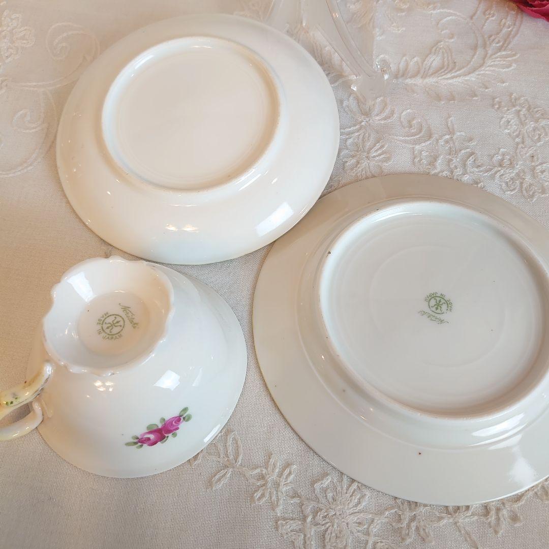 オールドノリタケ　金盛薔薇絵図　カップ&ソーサートリオ　ケーキ皿