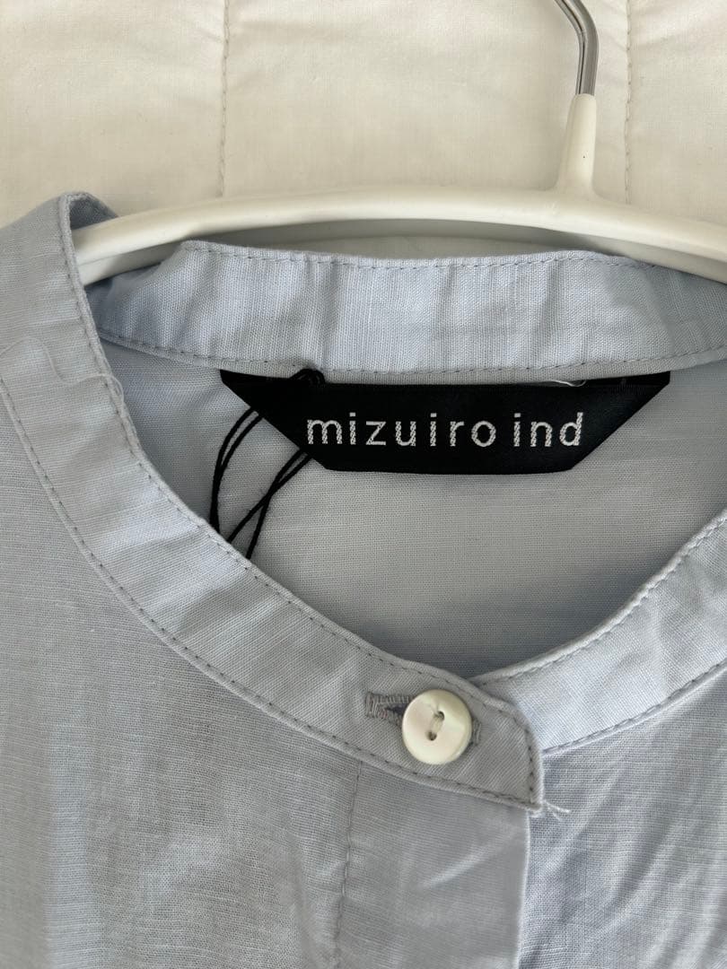 mizuiro ind ミズイロインド　スタンドカラーワイドシャツ　半袖