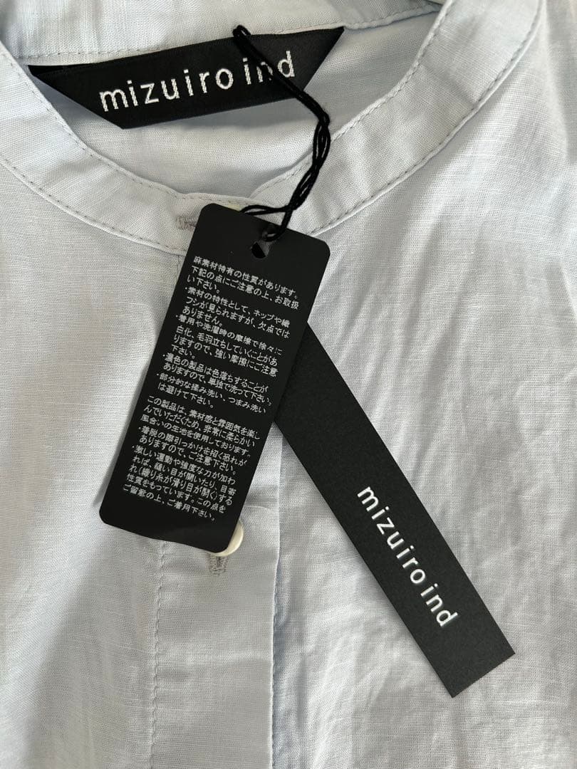 mizuiro ind ミズイロインド　スタンドカラーワイドシャツ　半袖