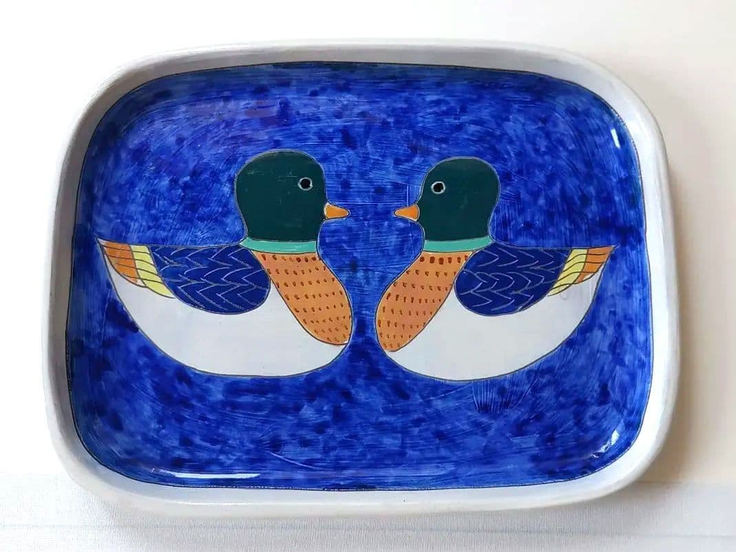 陶器　動物の絵皿　作家物　銘有り