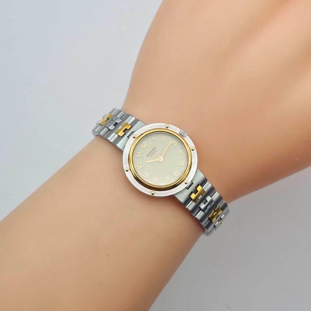 美品✨　エルメス　クリッパー　コンビ　アイボリー文字盤　Hベルト