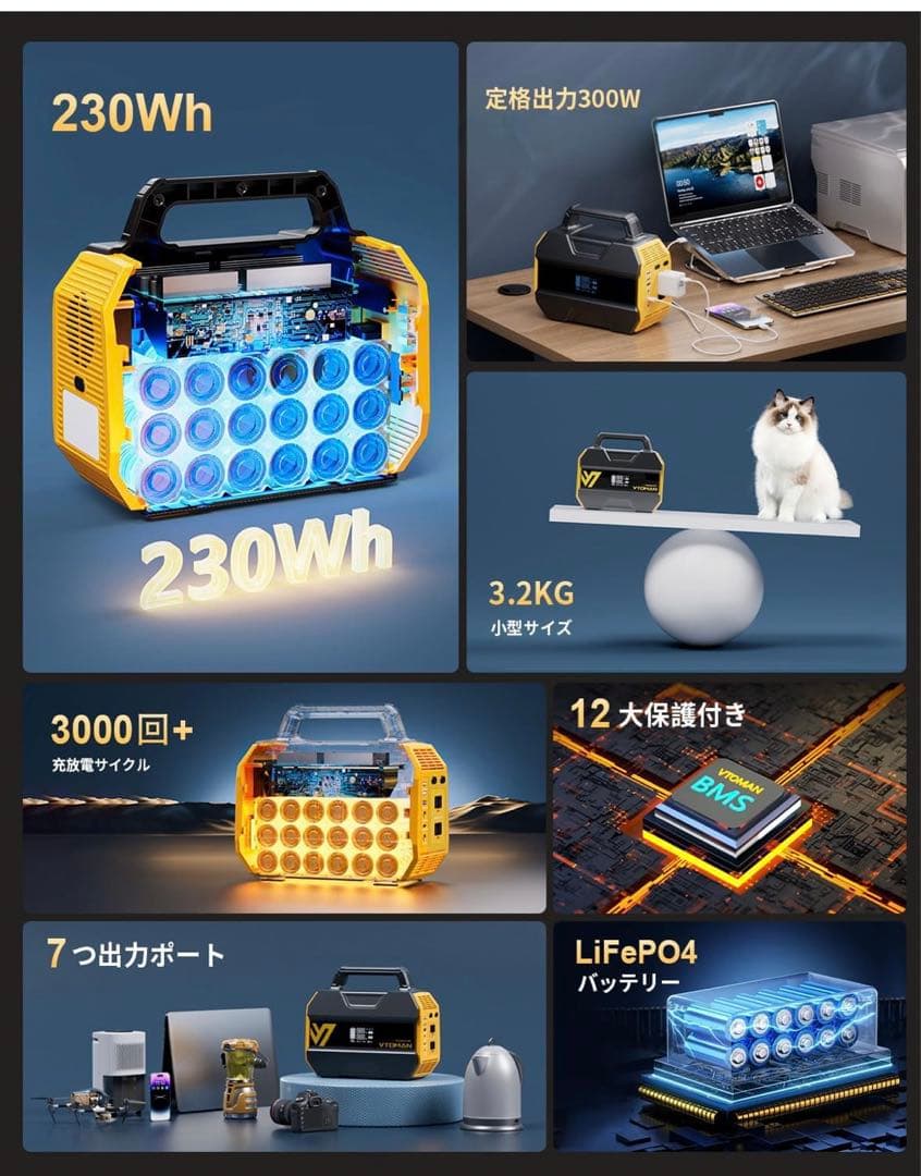 【新品】VTOMAN FlashSpeed 300 ポータブル電源 230Wh