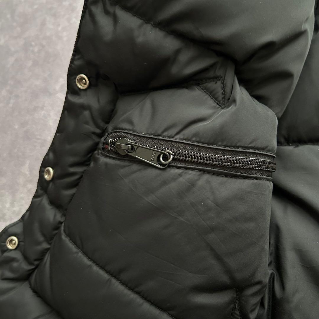 ロッキーマウンテンフェザーベッド ダウンベスト ブラックデニム レザーヨーク