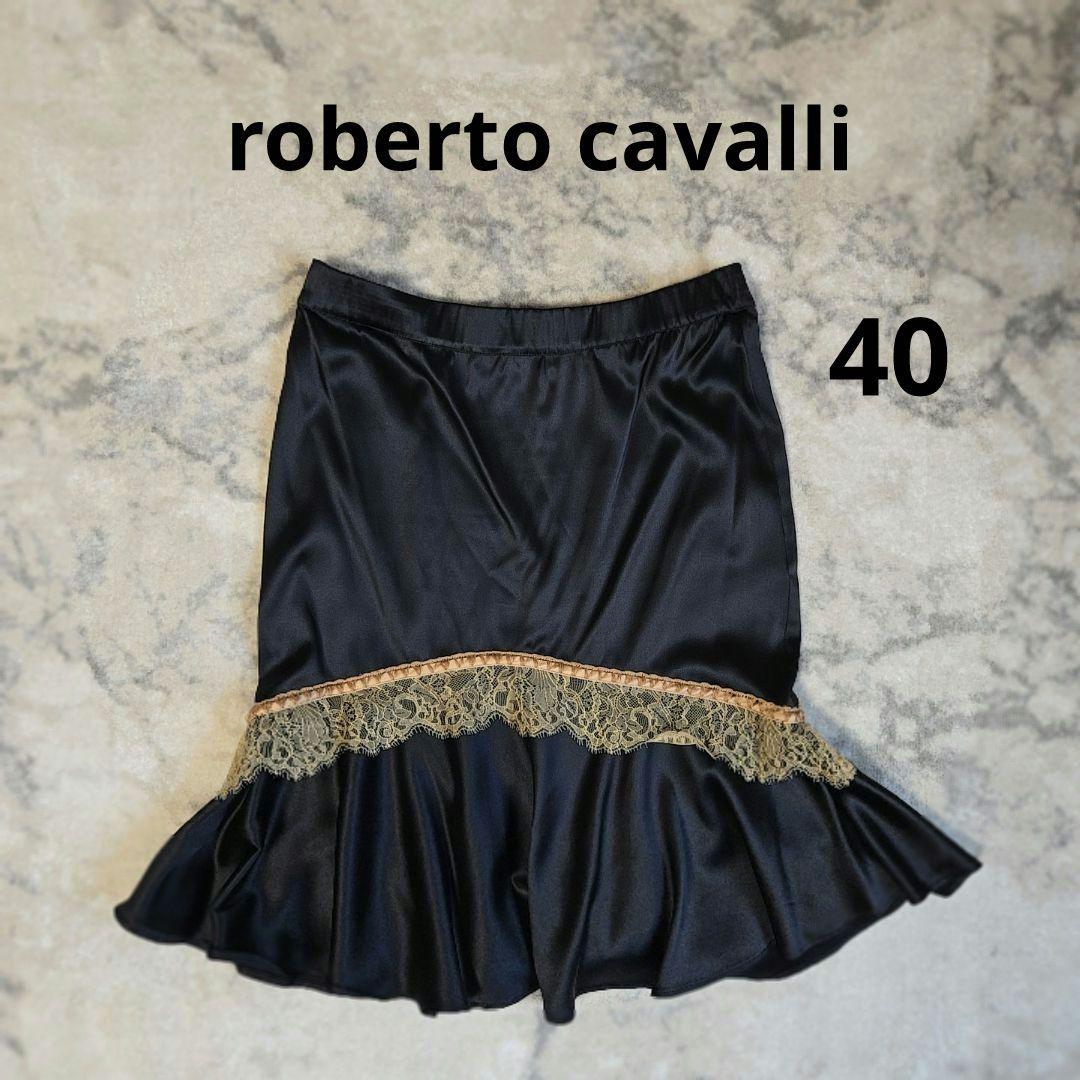 イタリア製 roberto cavalli 黒 レース 40