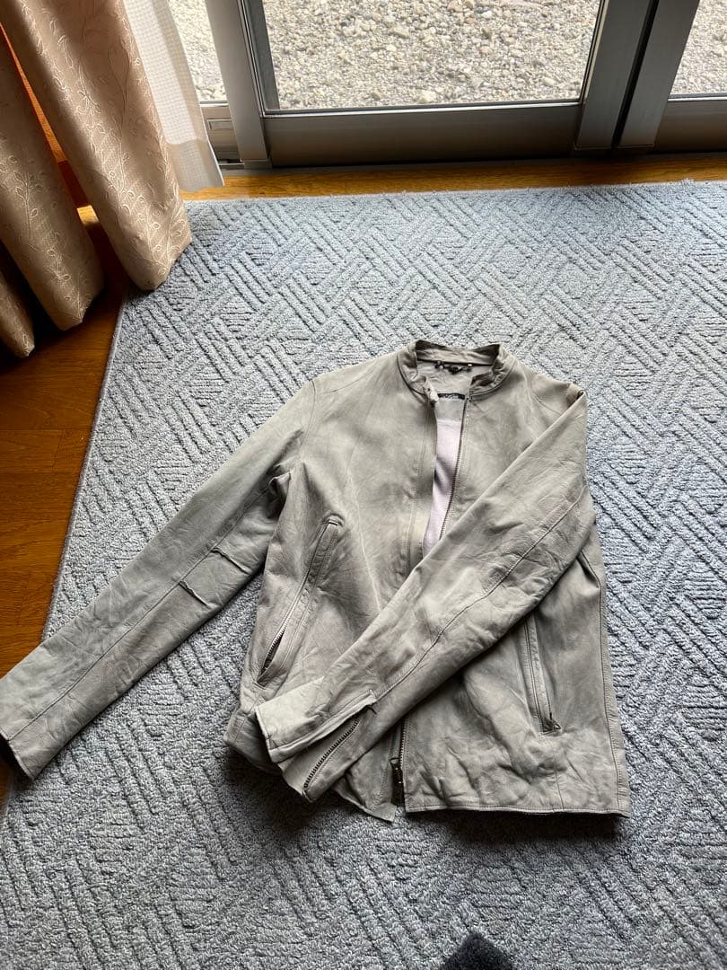 ウオッシャブルレザー ライダーズグレー ジャケット