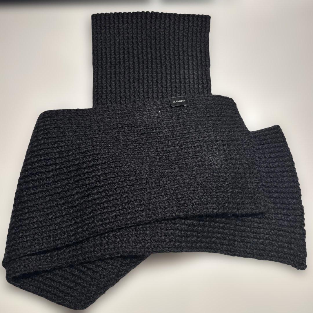 JIL SANDER 黒 ニットロングマフラー