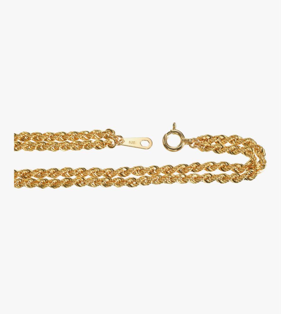 K18 ロープチェーン 2連 ブレスレット 16cm 2mm×2 新品未開封