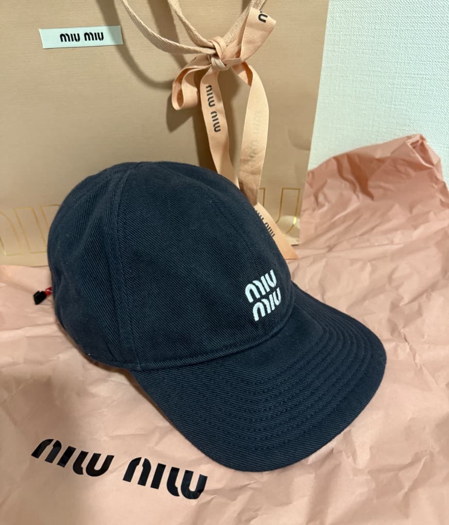 MIUMIU デニム ベースボールキャップ 正規品　新作