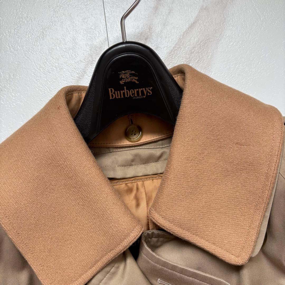 希少◆90s バーバリー トレンチコート 襟付き ライナー付 L相当