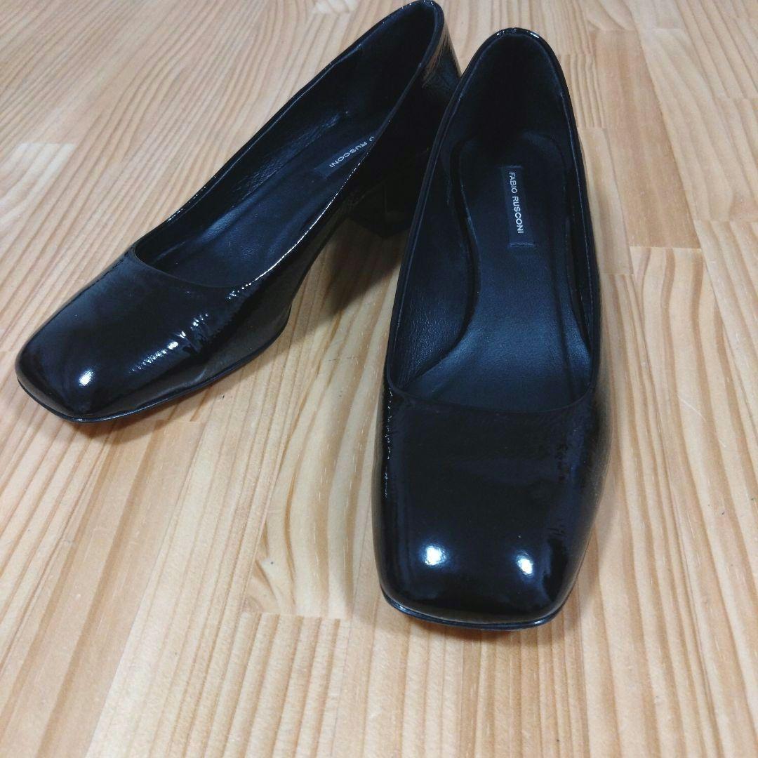 ポポポ☆極美品　ファビオルスコーニ　黒　エナメル　パンプス 38