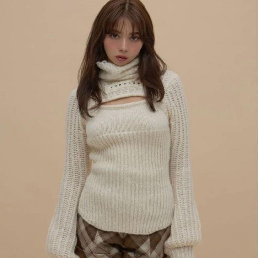 トップス Donna knit tops white ANDMARY