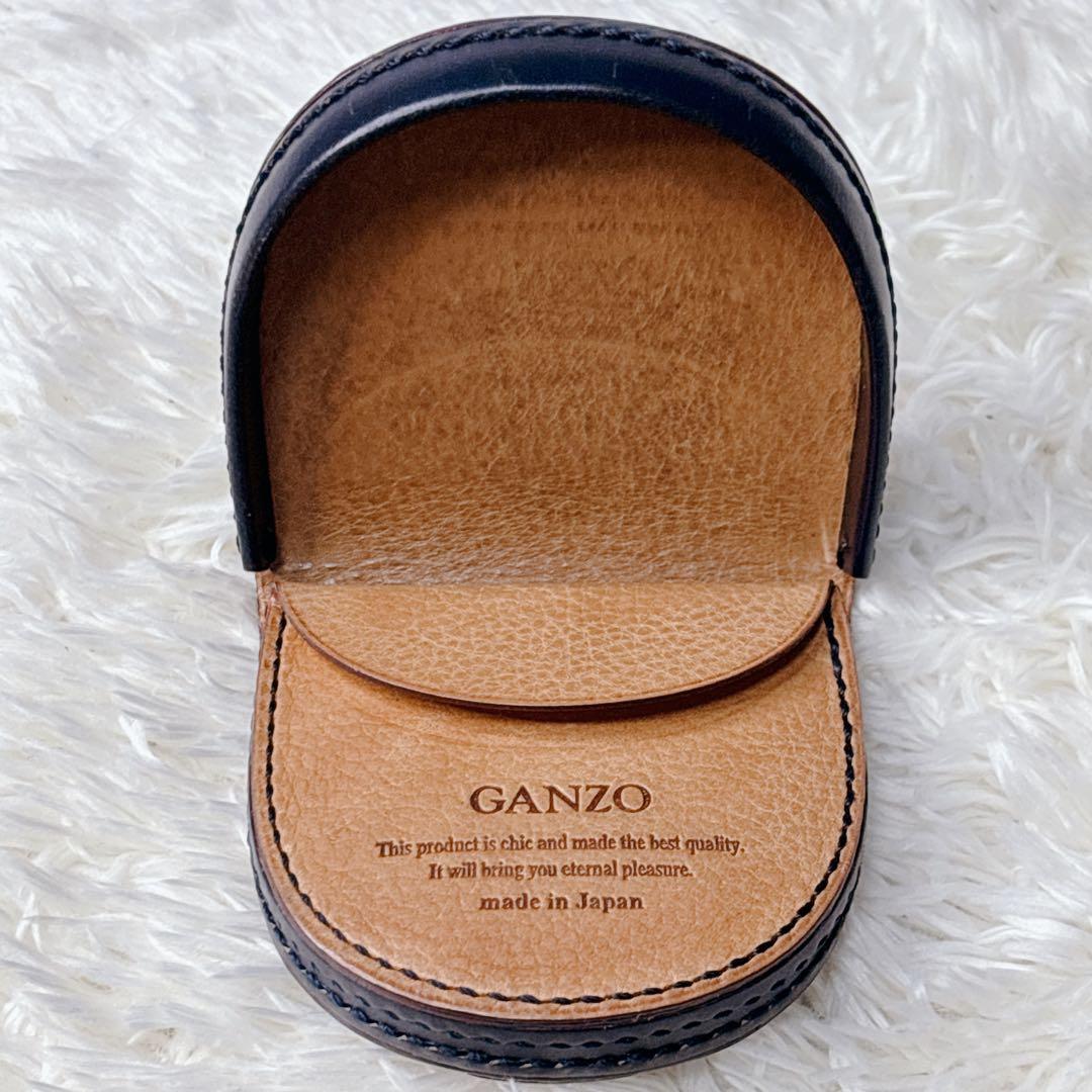 【未使用級・極美品】GANZO レザー 馬蹄型ケース ネイビー
