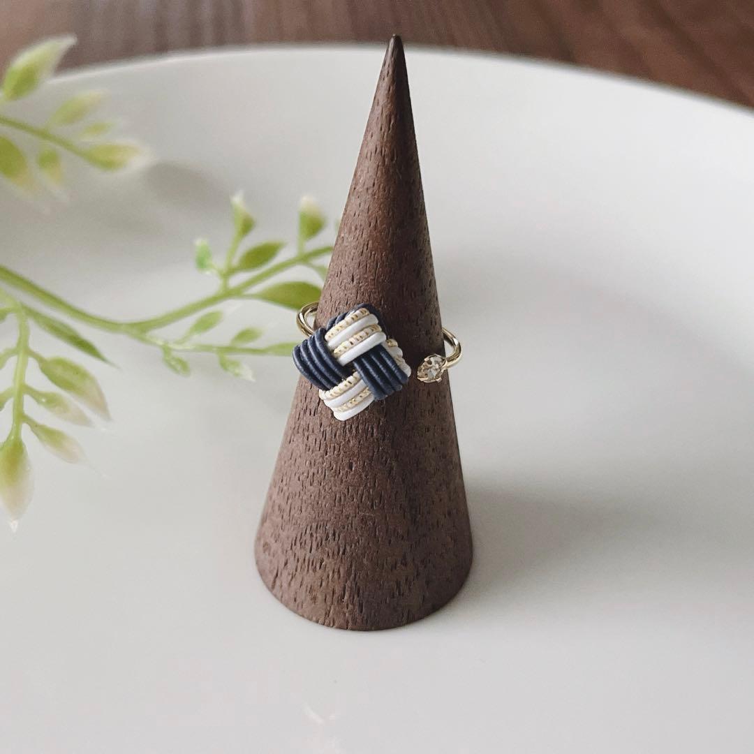 *四つ畳みの指輪*【藍墨】