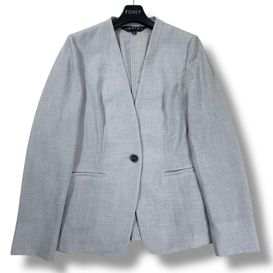 未使用級/25SS✨INDIVI セットアップ ノーカラー トリアセテート混38