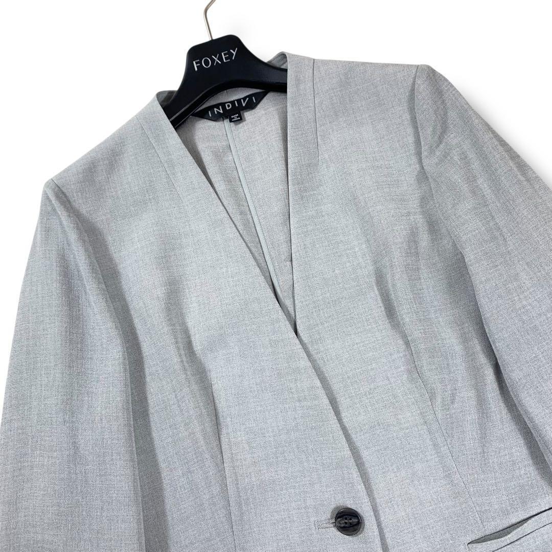 未使用級/25SS✨INDIVI セットアップ ノーカラー トリアセテート混38