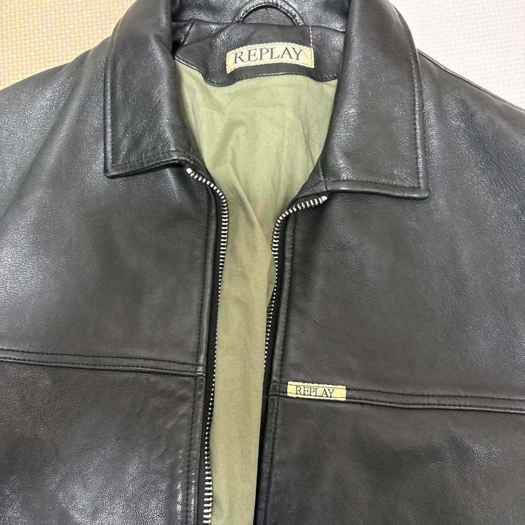 REPLAY ブラックレザージャケット