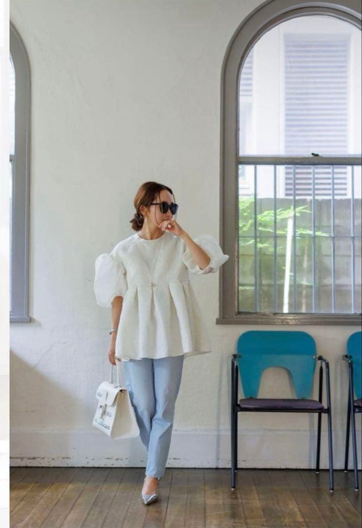 【bluelea】シルキージャガードブラウス