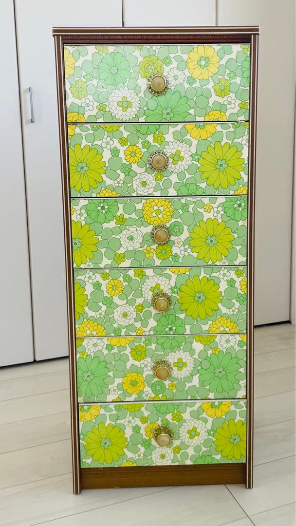 昭和レトロ花柄　タンス　6段 レア