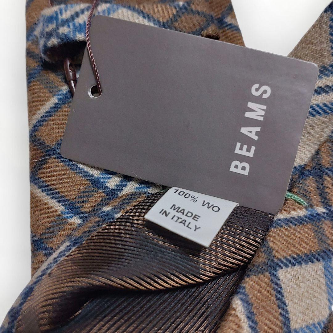✨新品未使用✨ルイジボレッリ BEAMS　ネクタイ　チェック柄　ブラウン　ウール