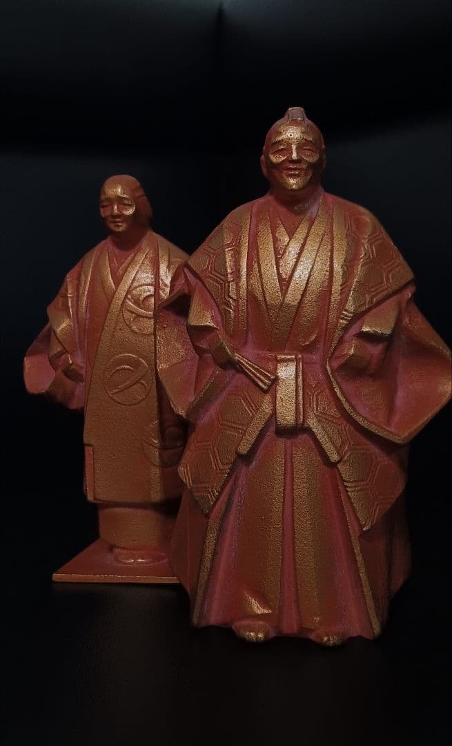 【超希少・署名入り】 sotaro saegusa 作 人物像 銅像風置物 ペア