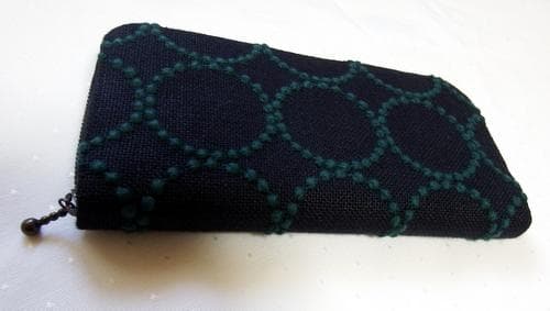 未使用　濃紺✕緑　タンバリン生地　ミナペルホネン　ハンドメイド作家様　長財布