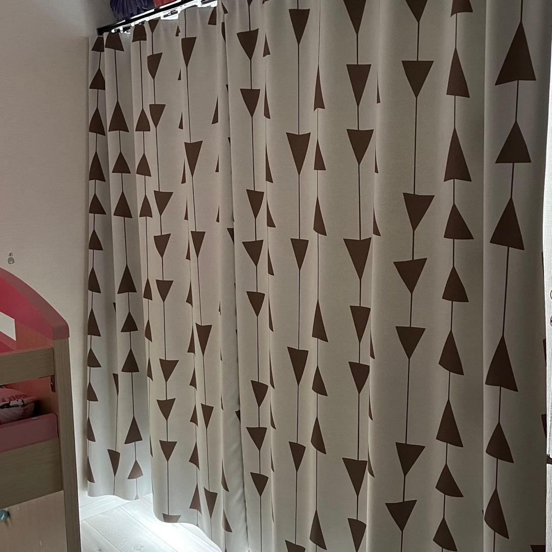 北欧デザイン カーテン 柄あり 1枚 プリーツ部分北欧タイプ