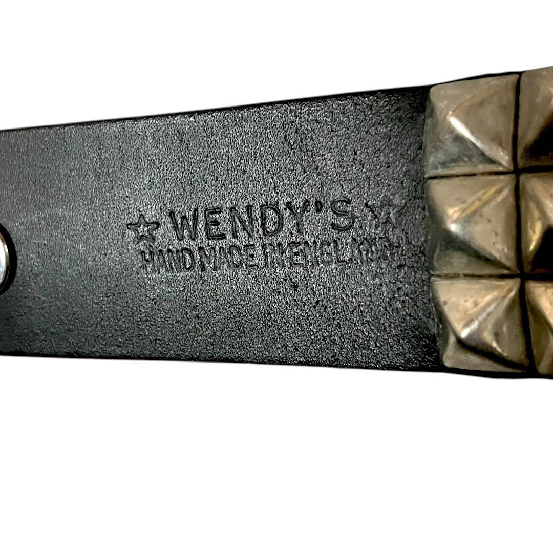 WENDY'S ピラミッドスタッズ　ハンドメイド　レザーベルト　3連　UK