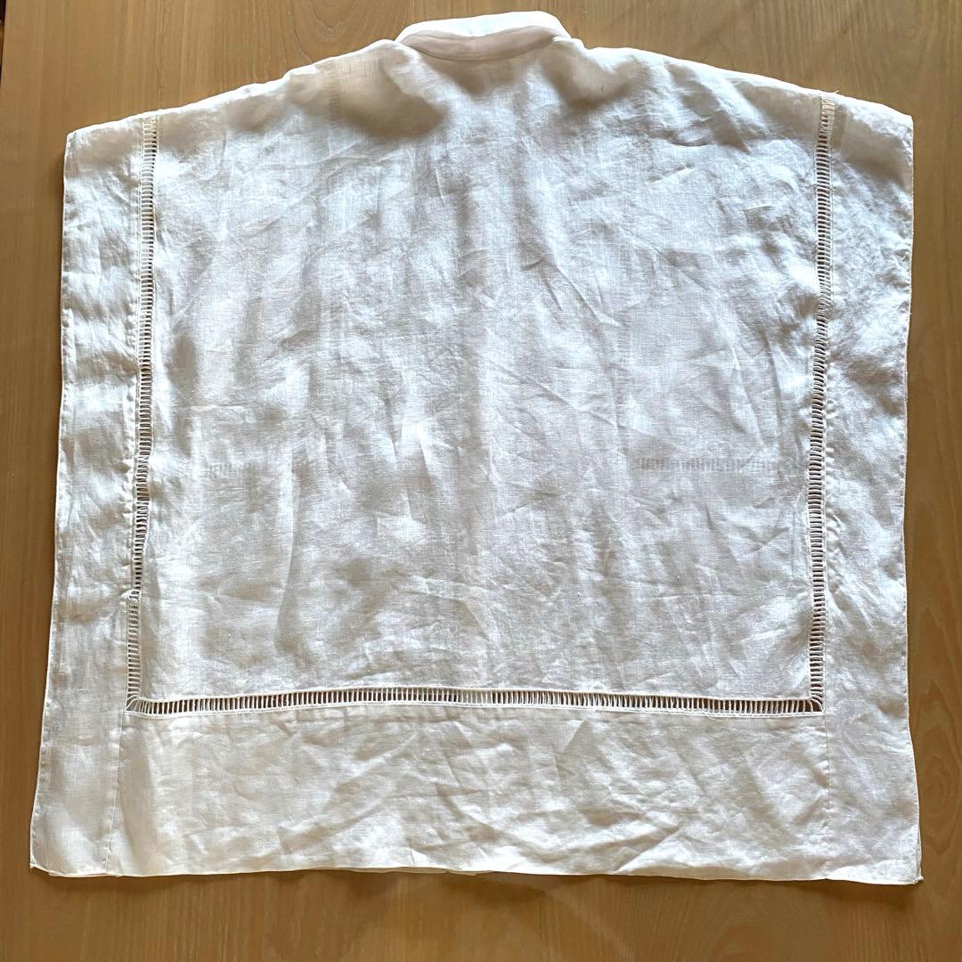ハウスオブロータス　リネンハシゴ刺繍スクエアシャツ ブラウス　桐島かれん　白