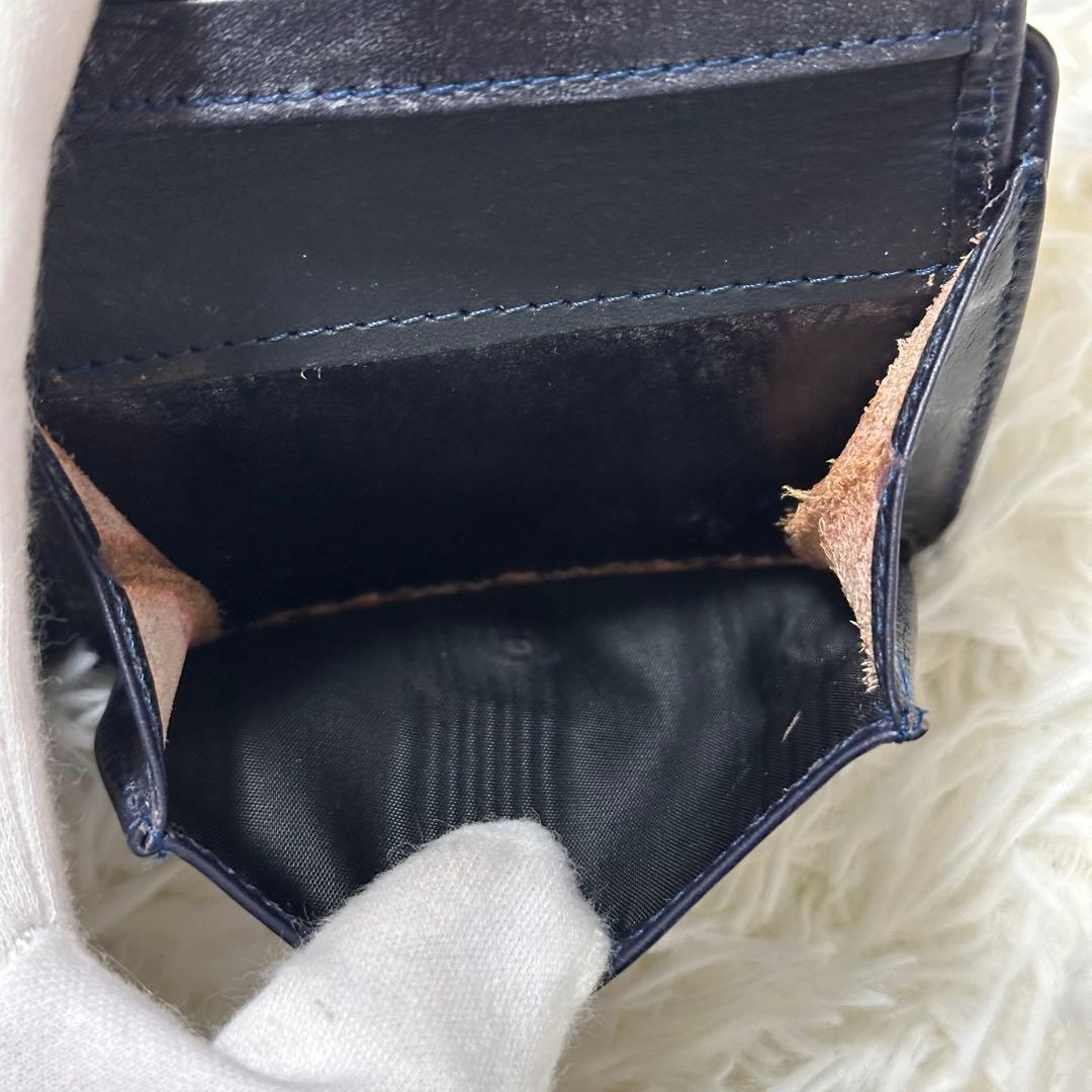 GLEN マネークリップ ゴールド金具 レザー ネイビー コンパクト