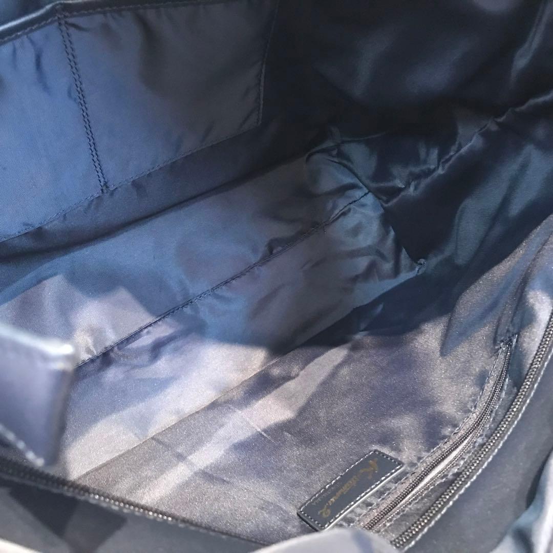キタムラ　ネイビー ナイロン×レザー　ボストンバッグ　ネイビー