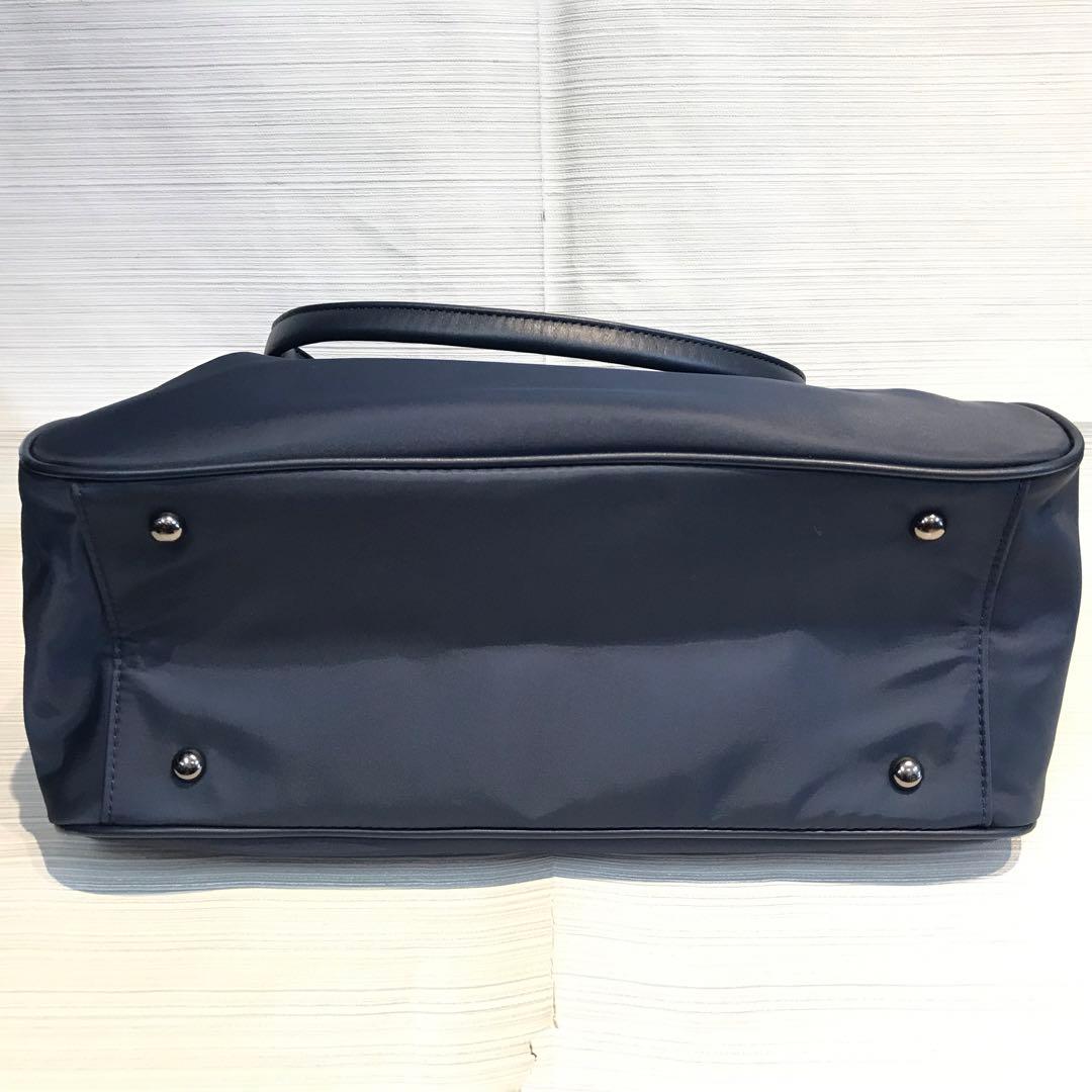 キタムラ　ネイビー ナイロン×レザー　ボストンバッグ　ネイビー