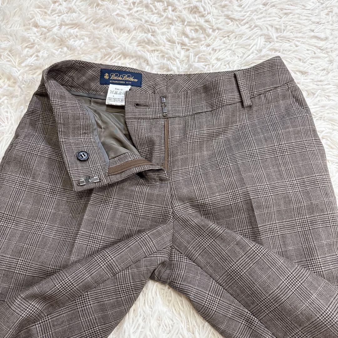【美品】ブルックスブラザーズ セットアップスーツ パンツ ブラウン チェック 6
