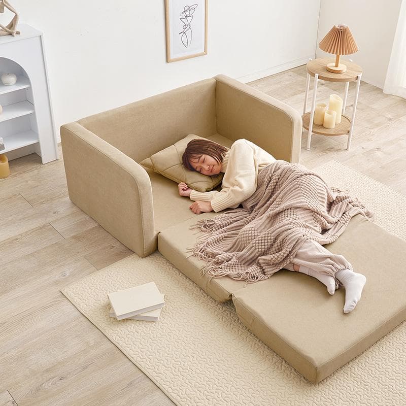 コンパクトソファベッド ベージュ[8387]