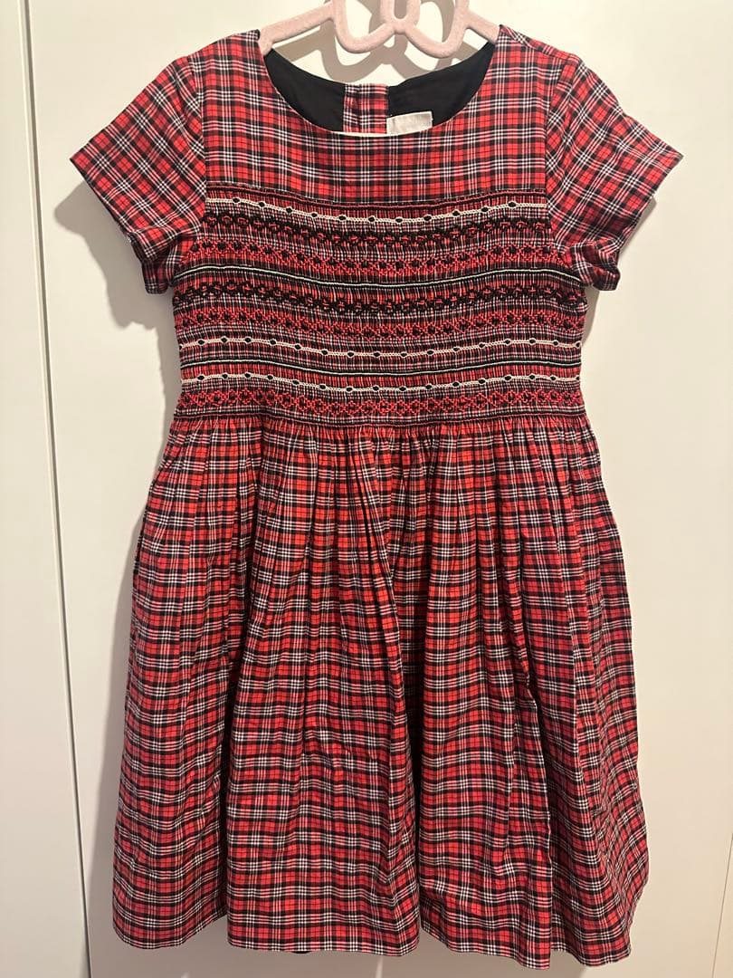 BONPOINT ボンポワン☆デュセス チェック 赤 ワンピース