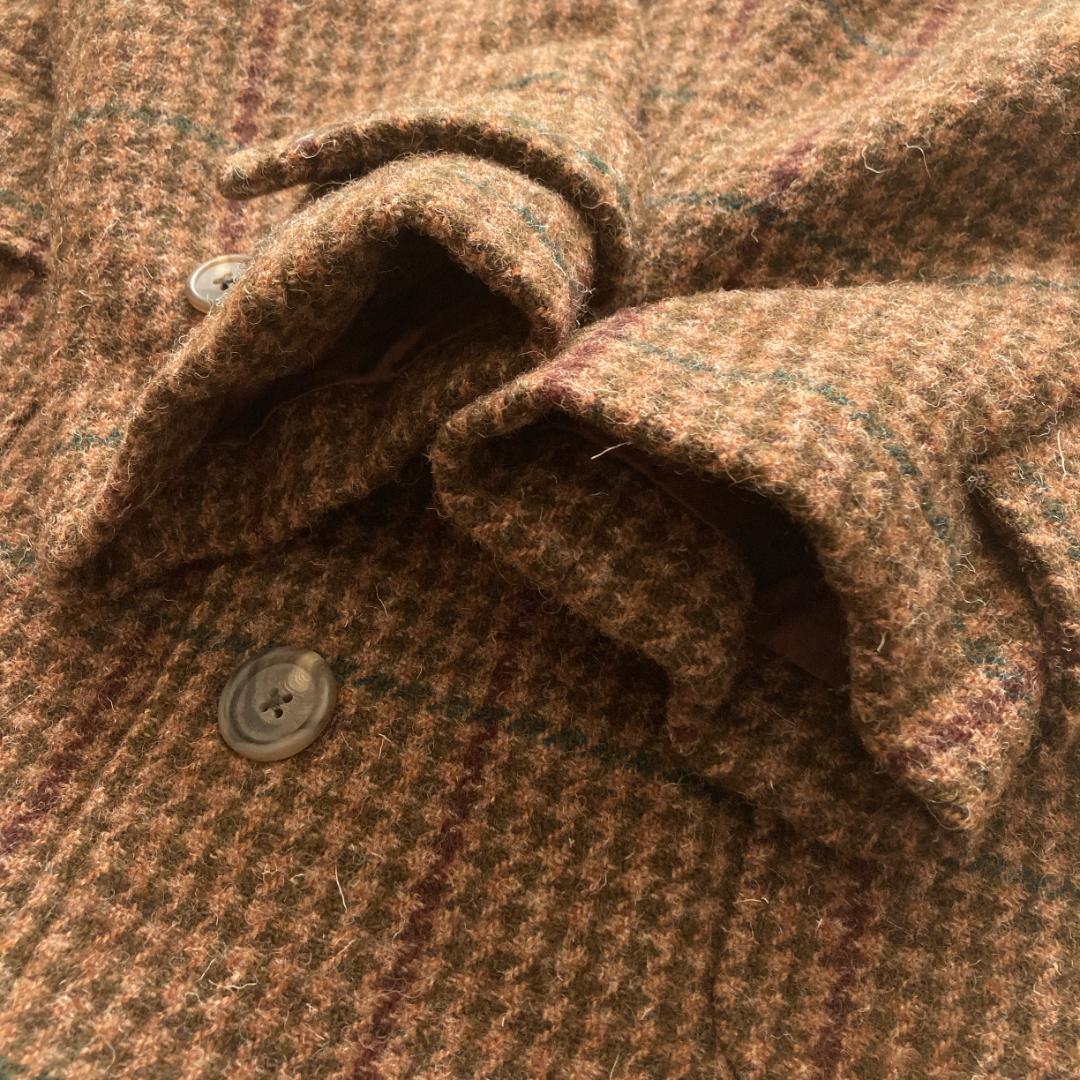 【希少ビンテージ】ラルフローレン　千鳥格子柄 ウール チェスターコート ブラウン