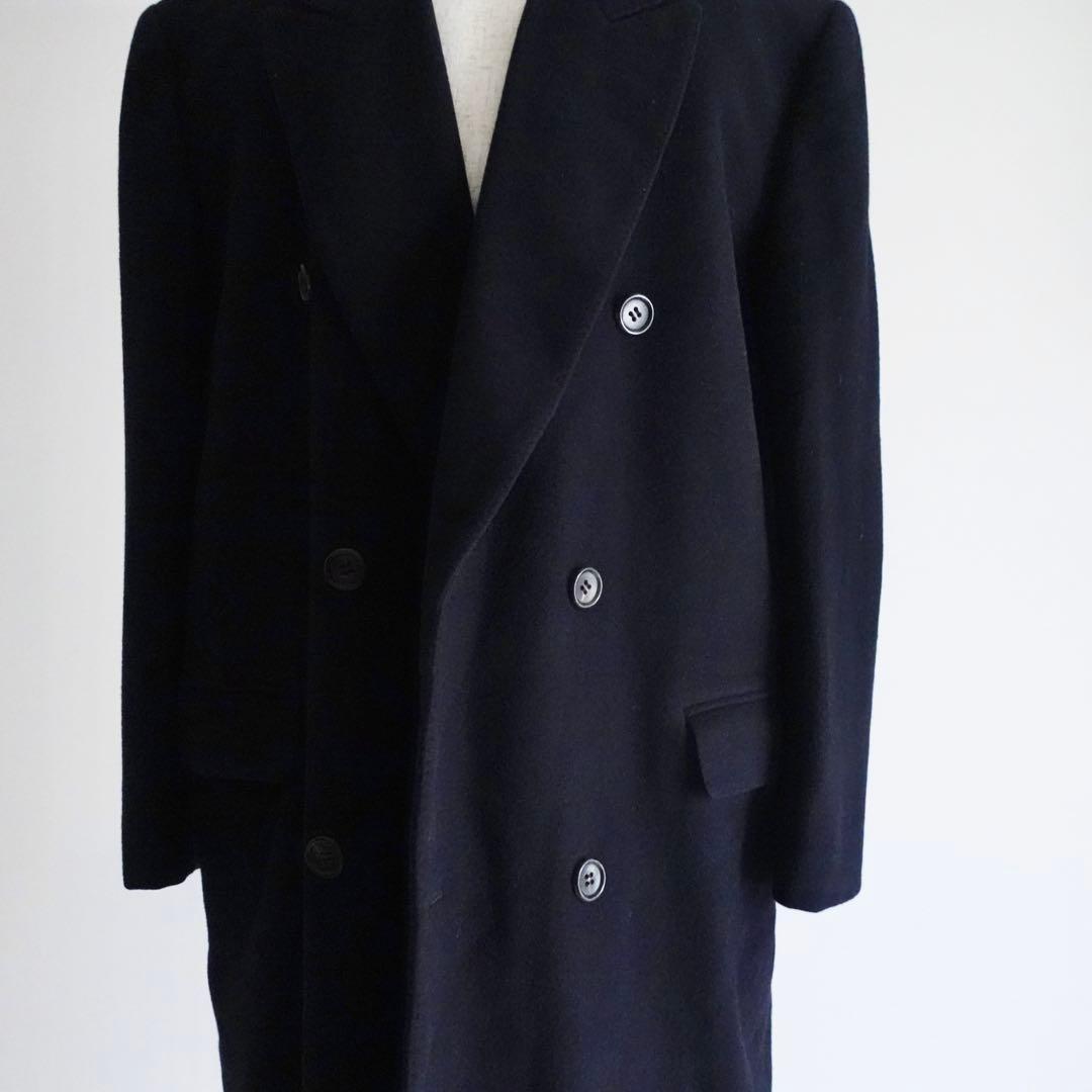 LANVIN Paris ピュアウール　ダブルチェスターコート　ネイビー