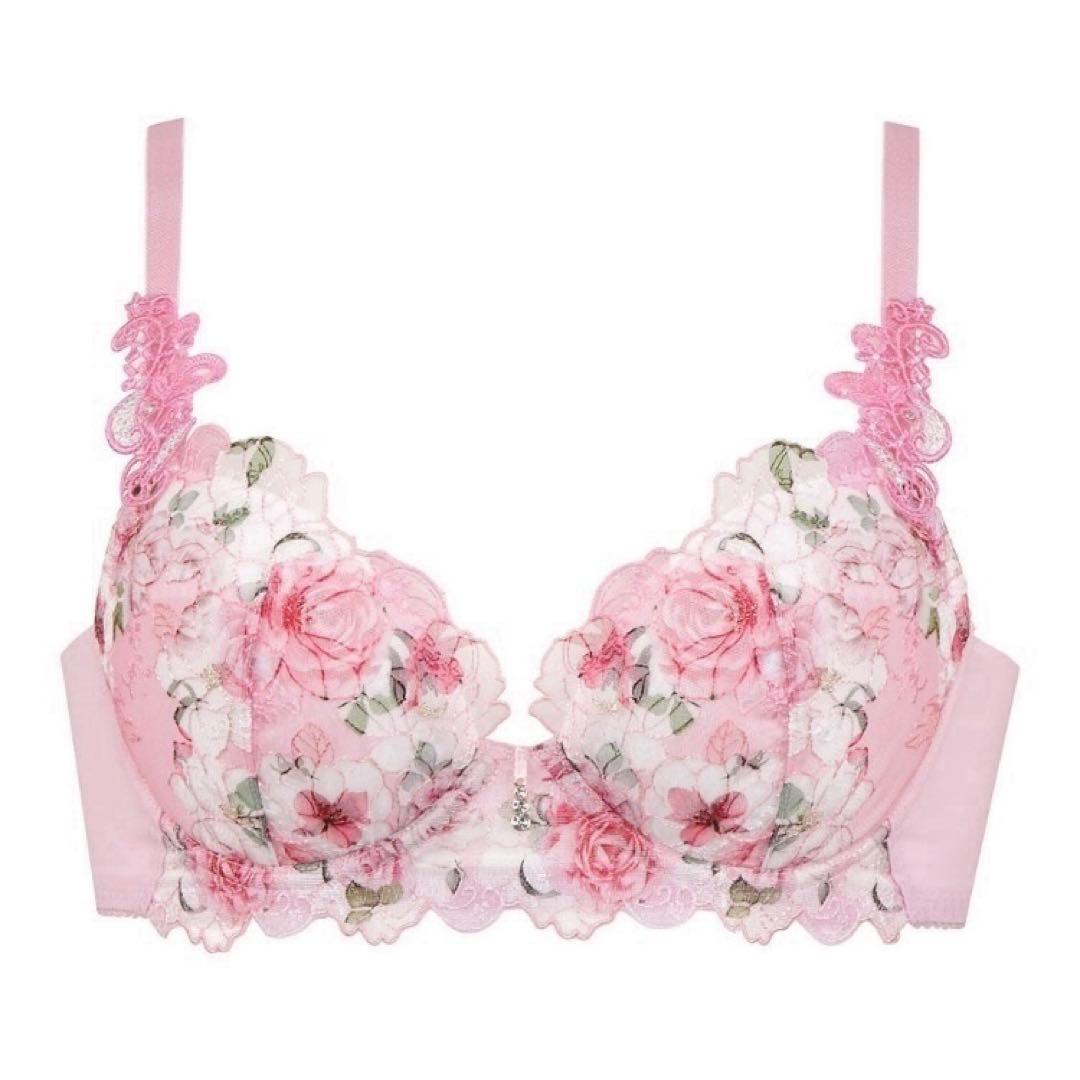 ワコール　ルジェ　D75/M　ピンク　脇高ブラ　紐パン　タンガ　ソング　花柄