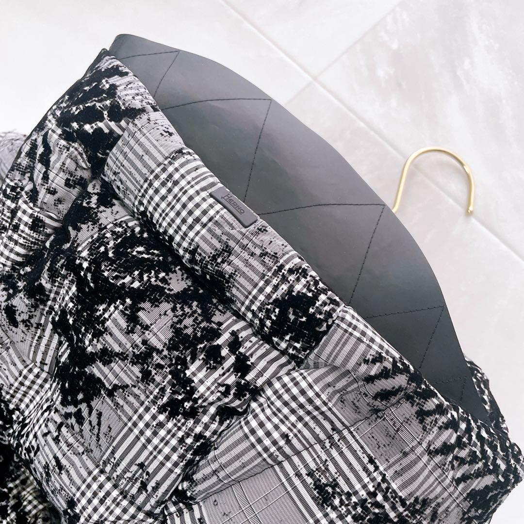 極美品✨近年 ヘルノ ラミナー ダウンブルゾン フロッキー加工 チェック柄 40