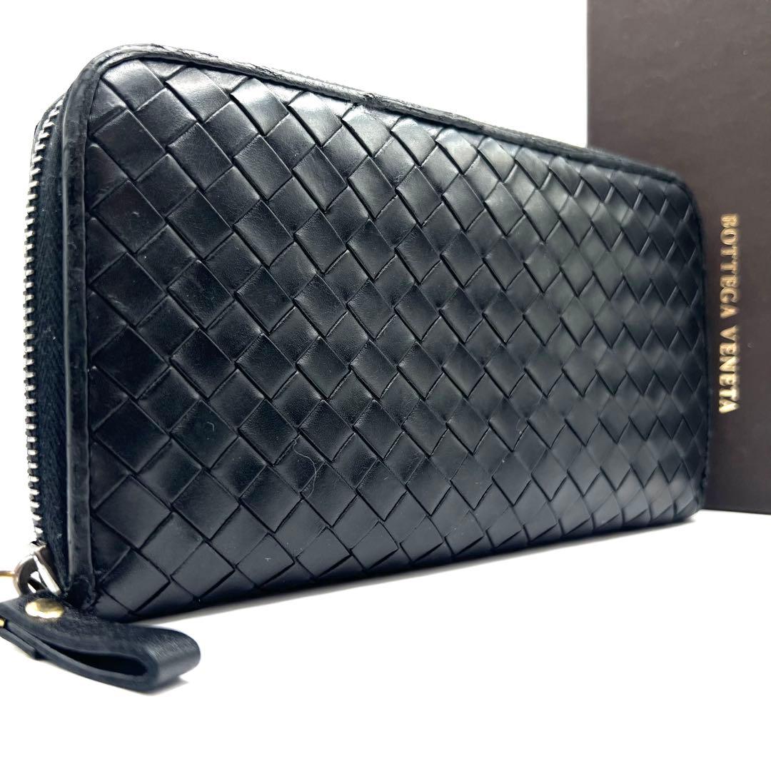 美品✨ボッテガヴェネタ レザー 長財布 イントレチャート ラウンドファスナー