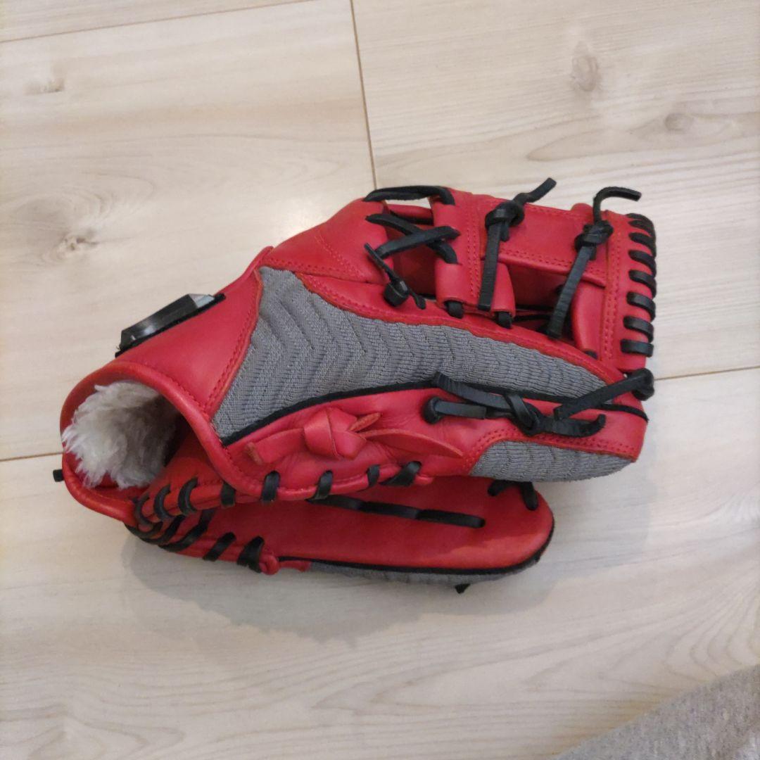 ミズノ　軟式グラブ　TECH Knit 1AJGR29803 レッド×グレー