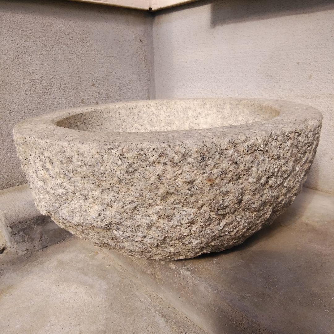 餅つき 石臼 御影石 鉢形 餅臼 二升用 本格派タイプの餅つき石臼