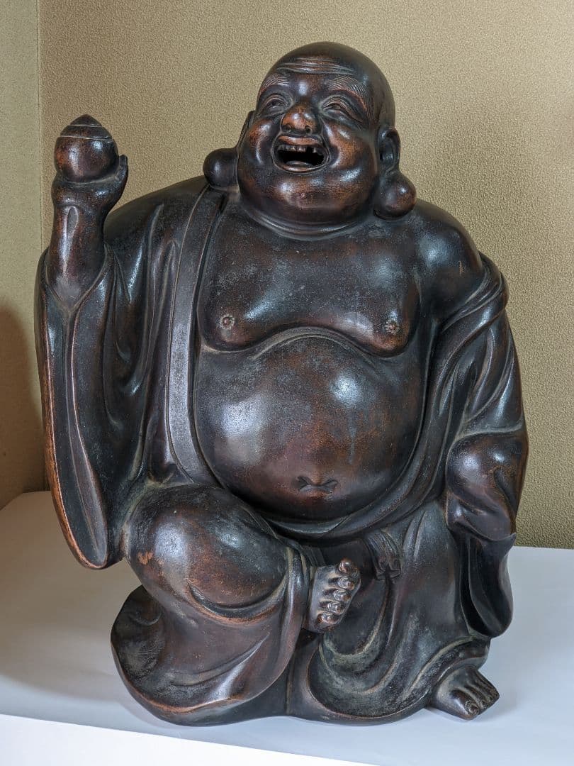 ⭐江戸時代 古備瀬焼 布袋立像 遺品少数 伊部 型物 時代物 縁起置物飾り骨董品