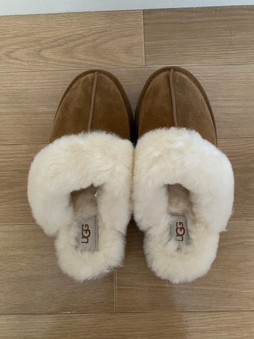 UGG スエード ファー スリッパ ブラウン　 24センチ