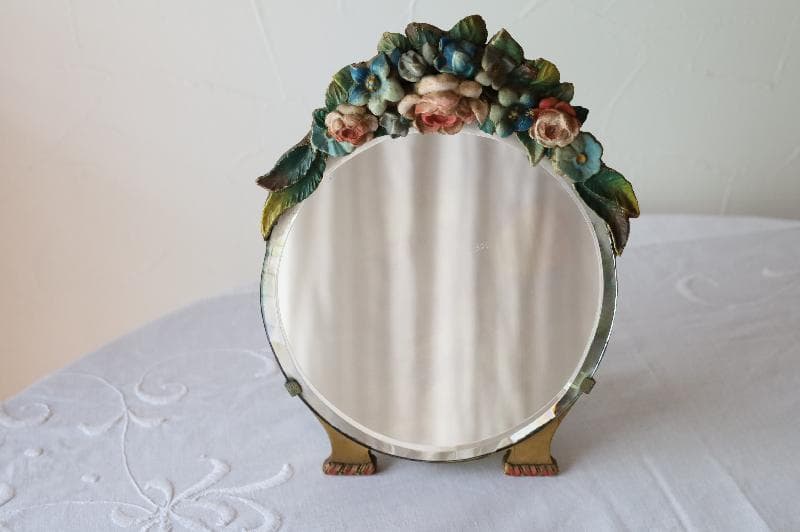 アンティーク　バーボラミラー