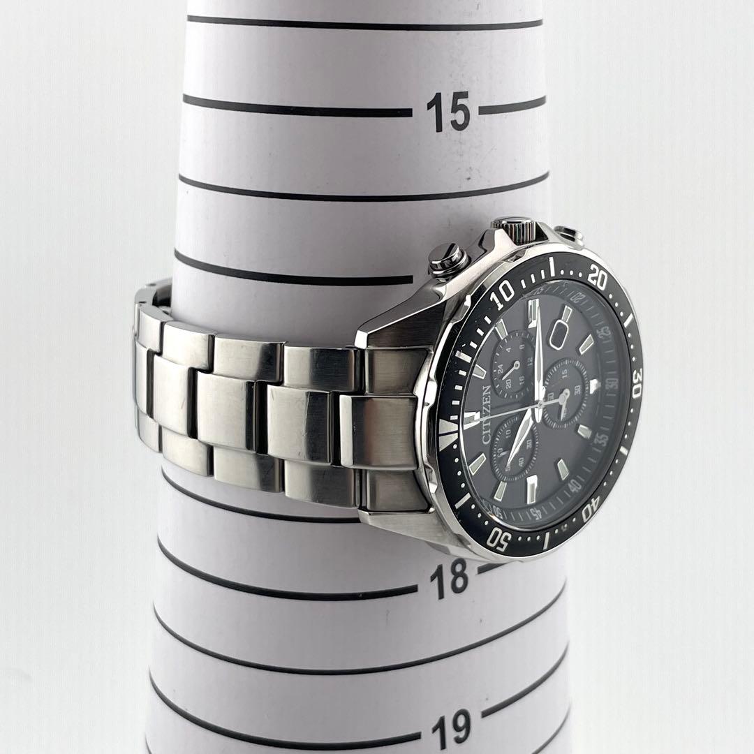 【稼働/】シチズン　クロノグラフ　デイト　ソーラー　腕時計　黒文字盤　メンズ