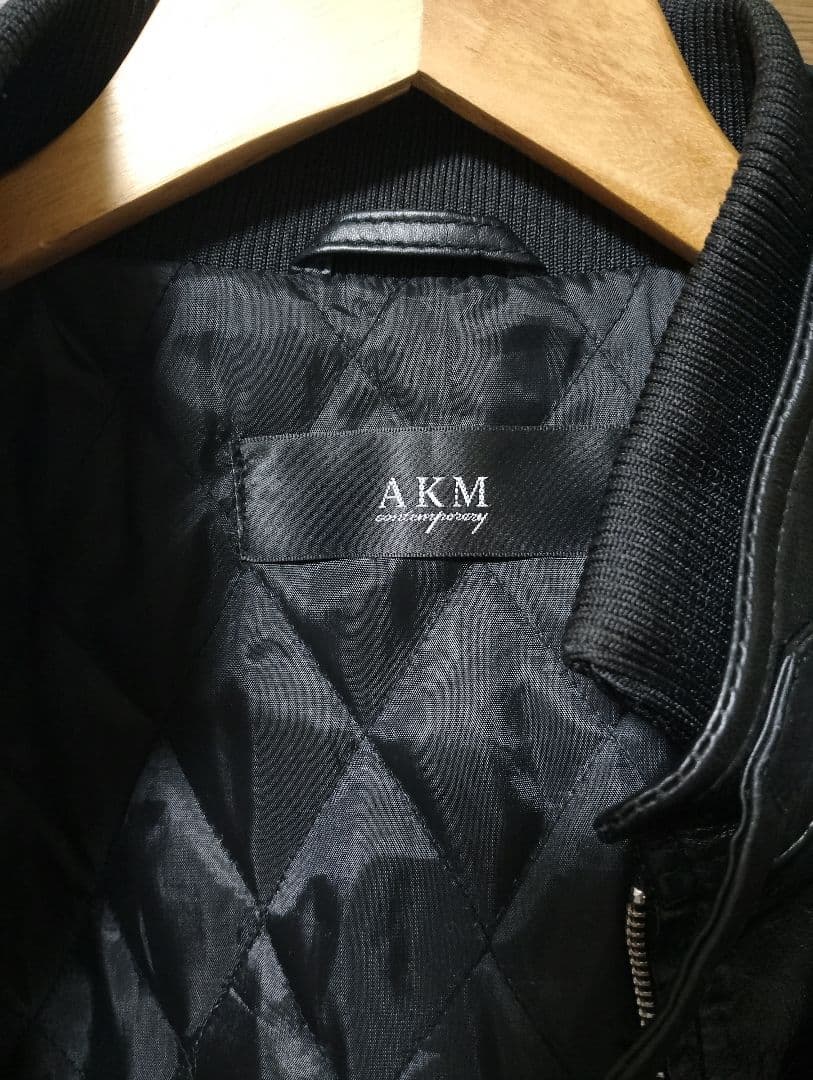 こ*き様 ブラックレザーシングルライダースジャケット　AKM　L