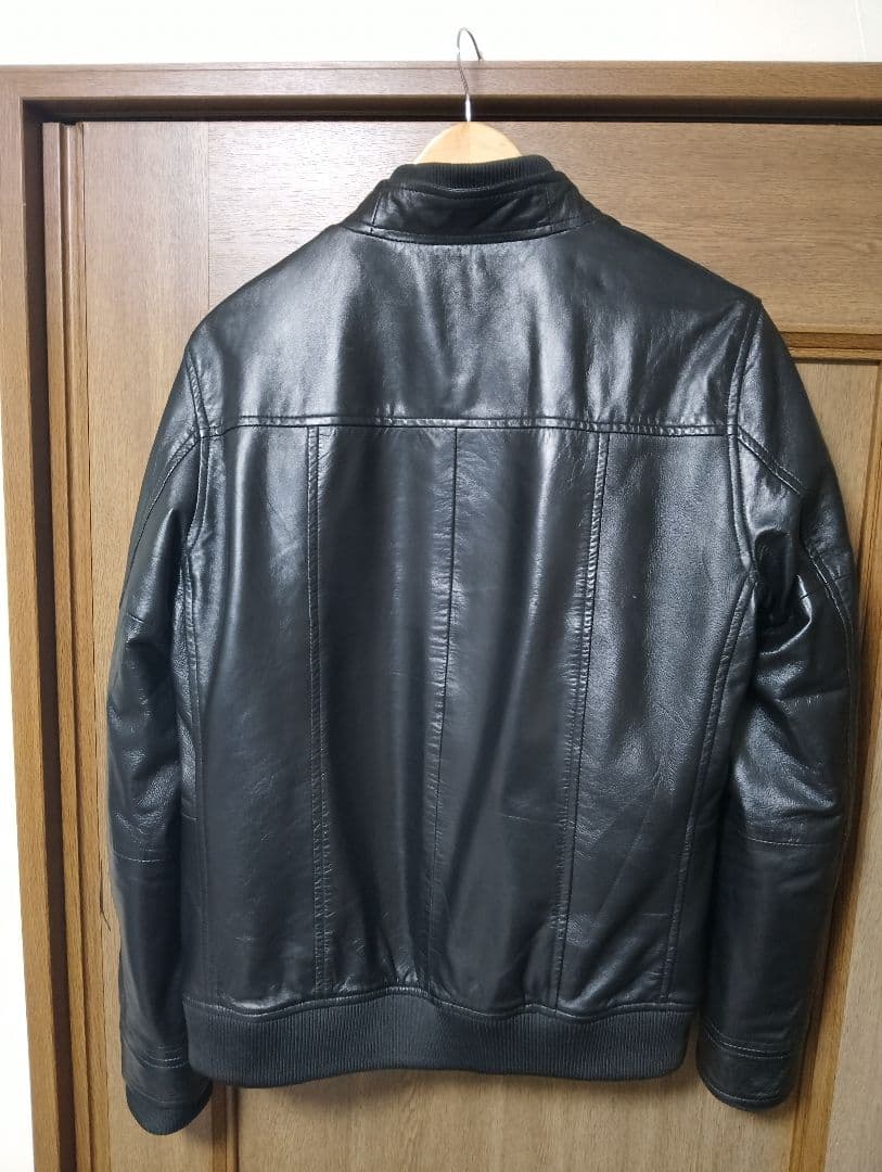 こ*き様 ブラックレザーシングルライダースジャケット　AKM　L