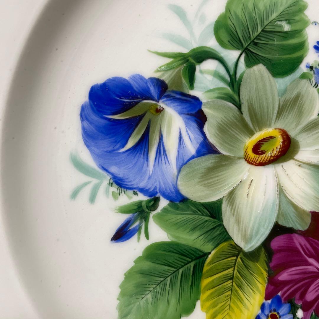 ＊豪華な四つ花皿＊エナメルと青の縁取り＊２１.３cm・Meissen・