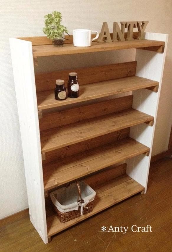 【引取可能】飾り棚付き4段棚 幅80cm LO/Ｗ 完成品